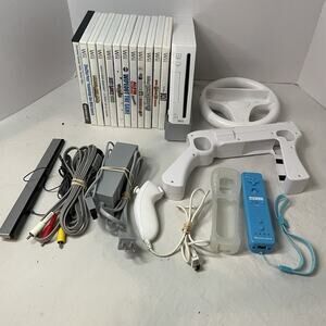 Nintendo Wii Console Bundle with Lot Of 12 Games W/ Accessories Tested MORE!!!